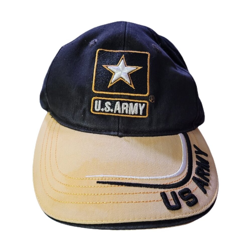 US Army Hat  - United States Military - Cap Strap Back Black Yellow Logo